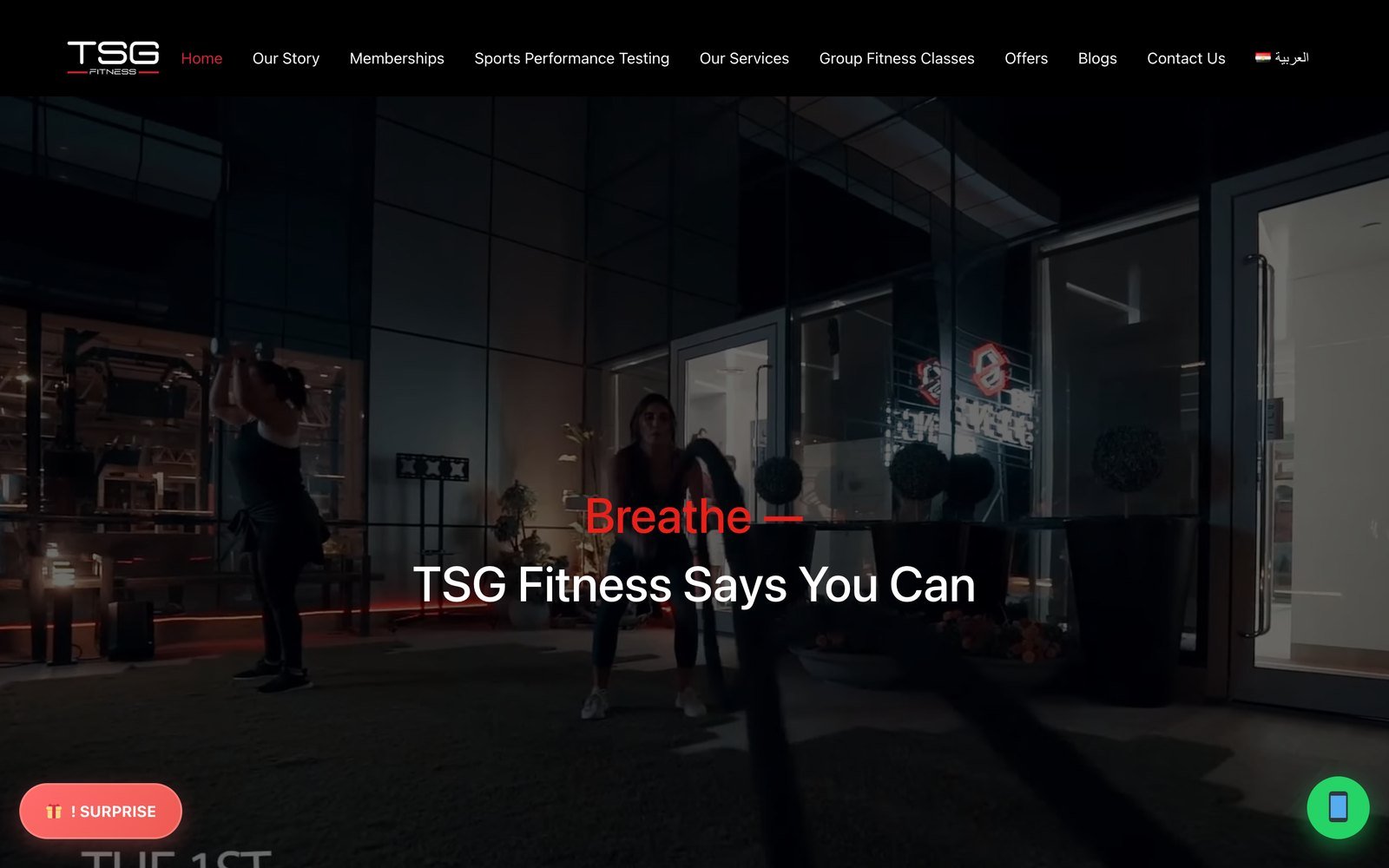 تصميم موقع جيم TSG Fitness